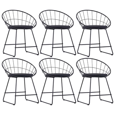 vidaXL Eetkamerstoelen met kunstleren zittingen 6 st staal zwart