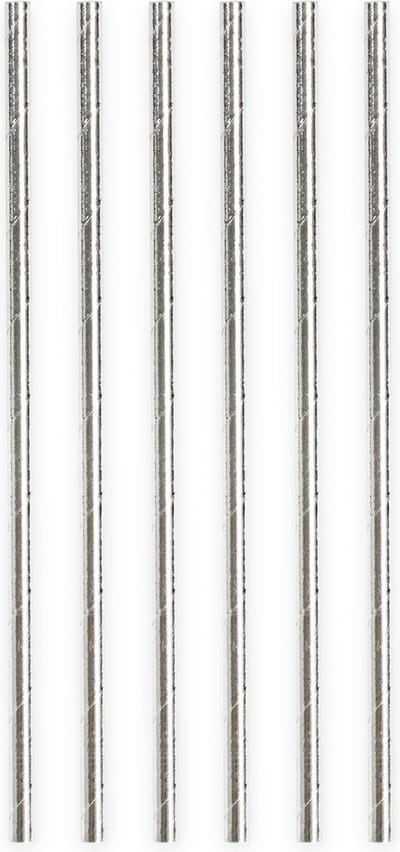 20 Papieren rietjes Metallic Zilver - 6mm x 197mm