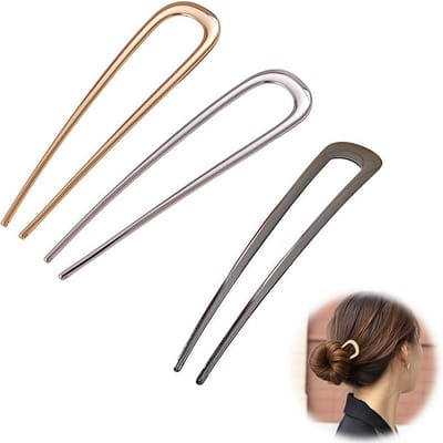 Grote U-vormige Haarspelden Set voor Dik Haar, 3 Stuks Metalen Haarvorken