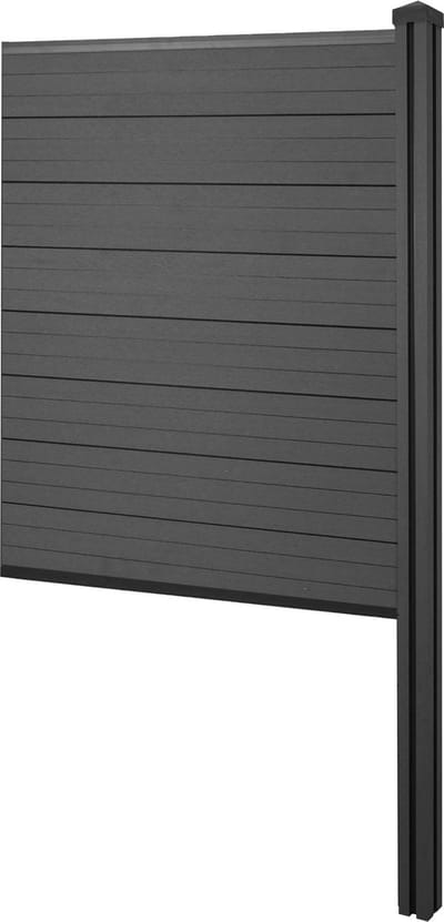 WPC privacyscherm Sarthe, schutting windscherm, WPC paal voor plaatsing in beton ~ Verlengelement smal, 98cm antraciet