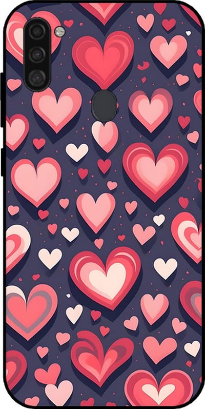 Smartphonica Telefoonhoesje Geschikt voor Samsung Galaxy A11 met Hartjes Opdruk - TPU Backcover Case With Heart Design geschikt voor Samsung Galaxy A11