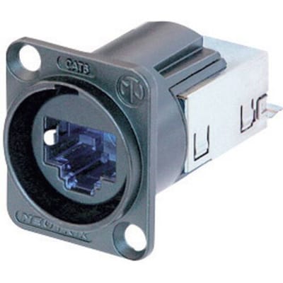 Neutrik NE8FDY-C6-B EtherCon RJ45 CAT6 inbouwbussen NE8FDY-C6-B Bus, inbouw NE8FDY-C6-B Aantal polen: 8P8C Aantal polen (sensoren) 8P8C Zwart 1