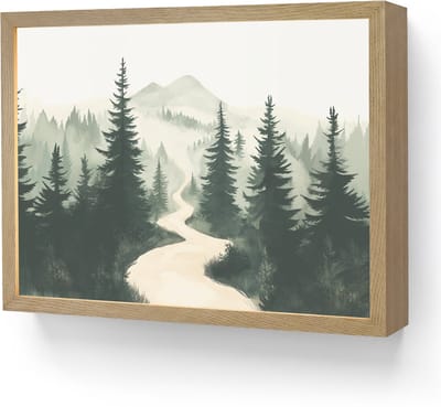 Wandlamp 40x30 cm - Oplaadbaar - Pad - Bomen - Bos - Illustratie - Wandlampen binnen woonkamer - Slaapkamer lamp - Decoratieve nachtlamp - Vloerlamp draadloos