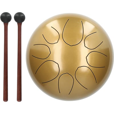 Tambour à languette en acier 8 notes Éthéré Sans souci Sanskrit Hand Pan 10 pouces Instrument de percussion(Or ) beige