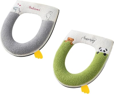 2 stuks Gewatteerde Toiletbrilhoes - Universaal - Ovale Toiletzittingen - Waterdicht - Machine-wasmogelijk