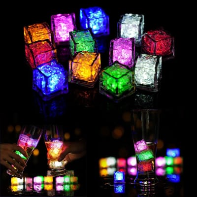 12 Stuks LED Ice Cubes Lights, LED Ijsblokjes voor Dranken, Knipperende Ice Cubes Lamp, Lichtgevende Ijsblokjes, LED Ijsbakje voor Drankjes, voor Festival, Bruiloft, Feest, Bar