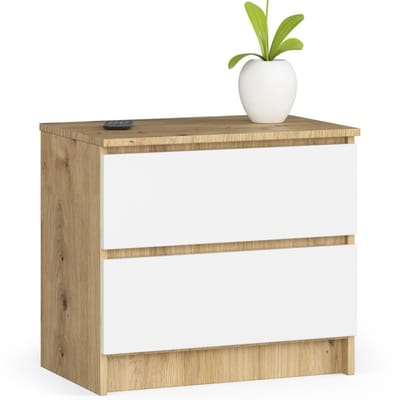 Ladekast K60 met 2 Lades / AKORD Furniture Factory / Artisan Eik - Wit / 60 x 55 x 40 cm