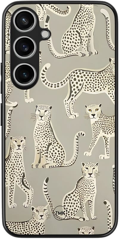 Hoesje geschikt voor Samsung Galaxy A35 - Cheetah chic - Beige - TPU case - Print - Hardcase zwart telefoonhoesje