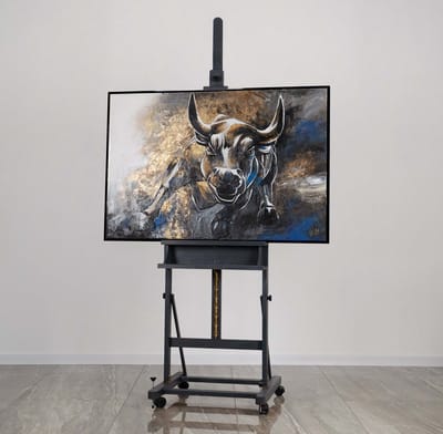 Canvas schilderij 120x80 cm handgeschilderd symbool onverschrokkenheid krachtig – YS-Art Gallery – Krachtige wanddecoratie voor woonkamer – Modern schilderij voor kantoor
