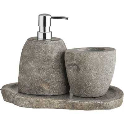 Gara Bathroom Set, Storage Cup, Soap Dispenser, Tray
