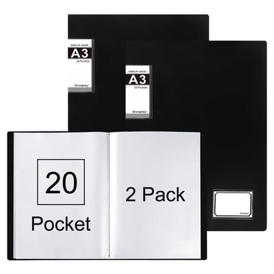Dailygoods- Presentatiemap Groot Formaat - 2 Stuks - 20 Vakken - A3 - Kunstwerk Presentatieboek - Eenvoudige Papierwissel - Portfolio