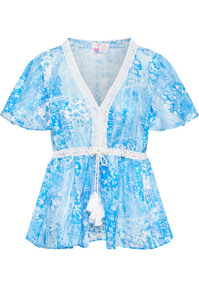 IZIA Blouse Dames blauw wit