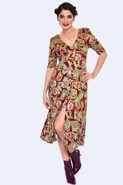 Voodoo Vixen - Tarot Print Lange jurk - M - Multicolours