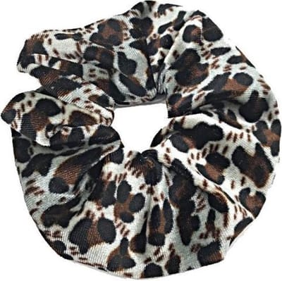 Haarsoires Haarelastiek Scrunchie – Panterprint – Velvet Stof – Bruin Beige Zwart - Haarkrinkel - Haar Elastiek met Stof - Zacht & Haarvriendelijk