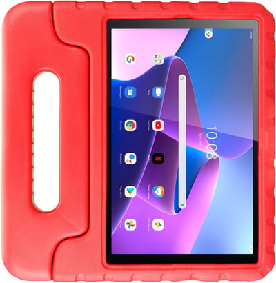 HappyCase Kinder Tablethoes Geschikt voor Lenovo Tab M10 Gen 3 (10.1) | Kindvriendelijke Hoes | Beschemhoes | Kinderhoes | met Handvat en Standaard | Rood