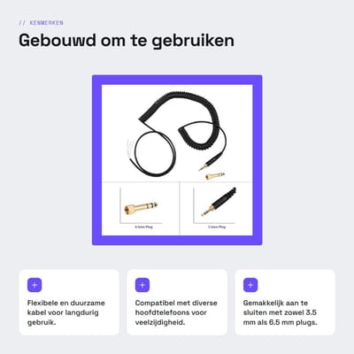 Dailygoods- Vervangkabel 1 Meter - Geschikt voor Beyerdynamic DT 770/770Pro/990/990Pro - 3.5 mm/6.5 mm Plug - Audio Spiraalkabel - Zwart - Hoofdtelefoon Kabel