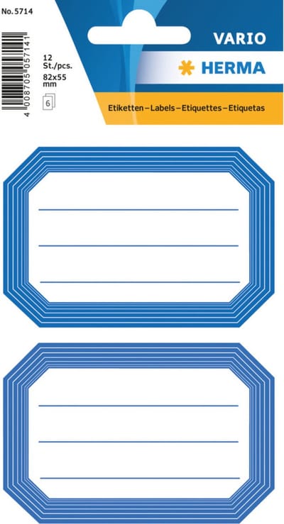 Herma Schoolboeken etiketten - stickers - 12x - blauw/wit - 8.2 x 5.5 cm