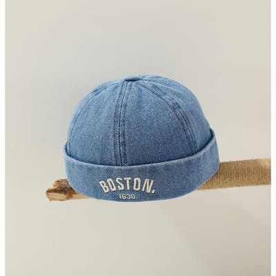 Blauwe Denim Meloenpet Baby Koepel Randloze Hoed 1-3J Kinderen Muts Trekkoord Mutje Mode Kinderen Verhuurderspet Hip Hop Docker Petten 48-50CM fit 1-3Y gray
