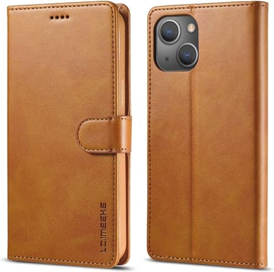 LC.IMEEKE Hoesje - Geschikt voor iPhone 15 Hoesje - LC.IMEEKE Luxe Book Case - Bruin
