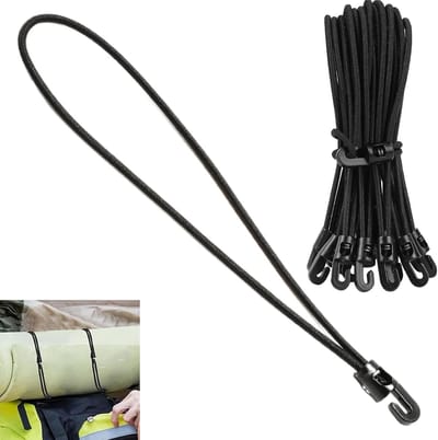 Set van 10 Zwarte Spanbanden met Haken - Heavy Duty Elastische Banden voor Tenten, Banners en Transport