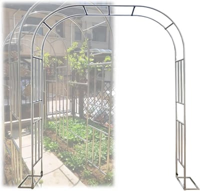 Tuinboog - Decoratief prieel - Klimplanten decoreren - Roestvrij staal - 320 x 240 cm - Zilver