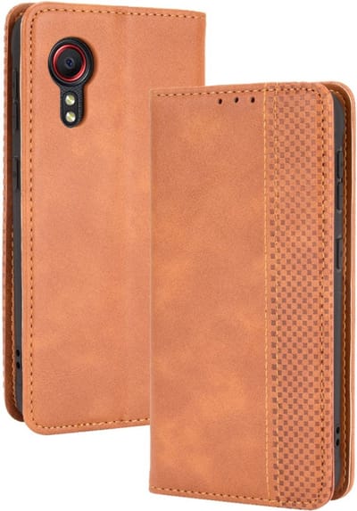 Coverup Hoesje - Geschikt voor Samsung Galaxy Xcover 5 Hoesje - Coverup Vintage Style Book Case - Bruin