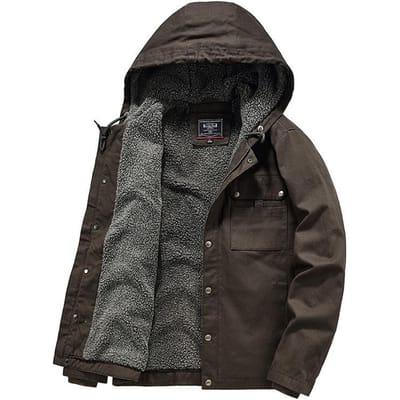 Herfst en Winter Heren Katoenen Jas met Capuchon Nieuwe Werkkleding Verdikte Katoenen Jas Lamsvacht Plus Fluweel Katoenen Jas Jas voor Heren 4XL black