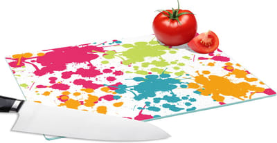 Glazen Snijplank - 28x20 - Patronen - Verf - Regenboog - Snijplanken Glas