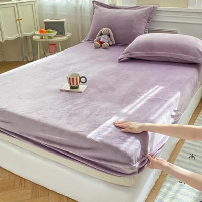 Herfst Winter Warm Fitted Hoeslaken Flanel Zacht Comfortabel Queen Lakens Verdikt Koraalfleece Matrasbeschermer Pluche Hoeslaken 2xPillowcase48x74cm