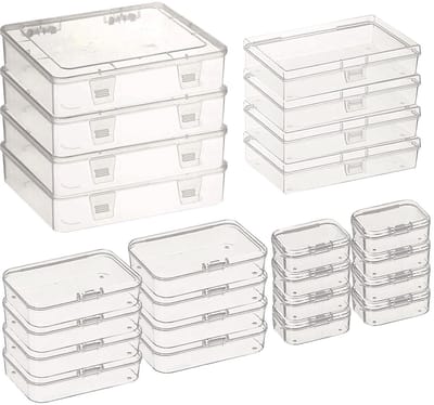 Dailygoods - Rechthoekige kunststof opbergdozen - Transparant - Mini opbergdozen - Kunstbenodigdheden - Perfect voor knutselprojecten en kleine voorwe...