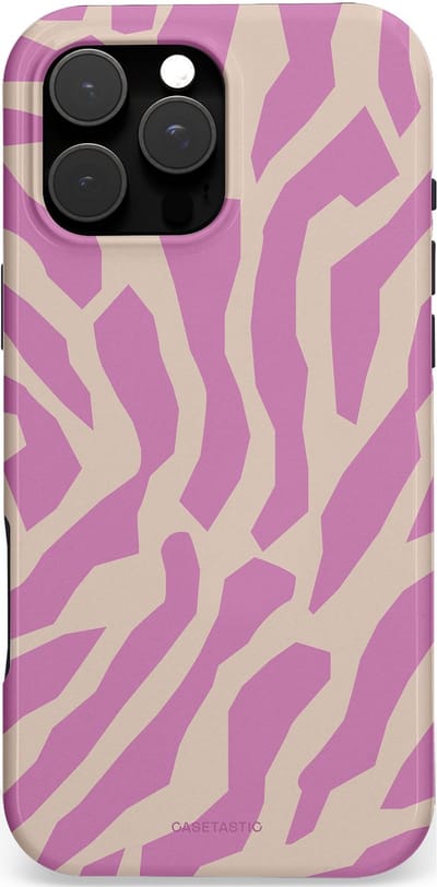 Casetastic Hoesje Geschikt voor Apple iPhone 16 Pro Max Magsafe - Stijlvolle Beschermende Duo-layer Case - Zebra Roze Magenta Flow