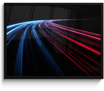 Poster in lijst - Fotolijst 70x50 cm - Posters - Gaming - Strepen - Gebogen - Blauw - Posterlijst zwart - Decoratie - Wanddecoratie woonkamer - Muurdecoratie slaapkamer