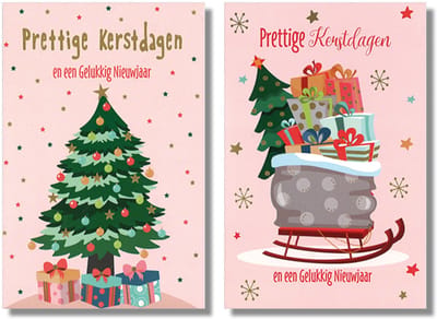 MGPcards - 10 Luxe dubbele wenskaarten - Kerstkaarten / Nieuwjaar - Witte envelop - 11.5 x 17 cm - 2 Motieven per doosje
