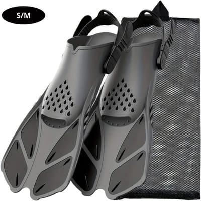 Bovista Zwemvliezen Voor Kinderen & Volwassenen - Flippers - Zwemflippers - Snorkelset - Grijs/Zwart - S/M