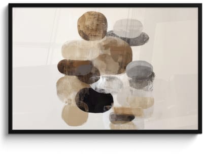 Poster in lijst - Fotolijst 120x80 cm - Posters - Ovaal - Kleurvlakken - Penseelstreken - Posterlijst zwart - Decoratie - Wanddecoratie woonkamer - Muurdecoratie slaapkamer