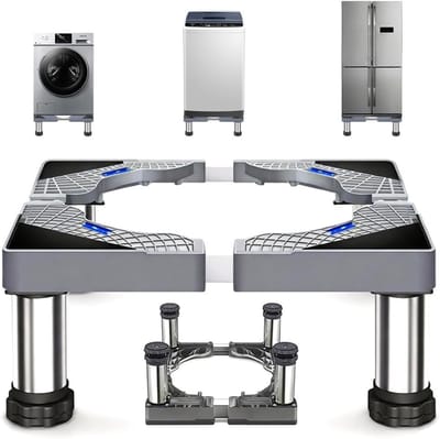 Verstelbaar onderstel voor wasmachine en koelkast met antislip functie en schokdemping, hoogte 18-21 cm, belastbaar tot 200 kg