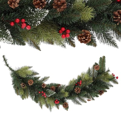 KADAX Dennenslinger, decoratieve slinger, 115 cm lange dennenslinger, kunstkerstslinger van pvc-folie, haarddecoratie, kerstdecoratie (danser)