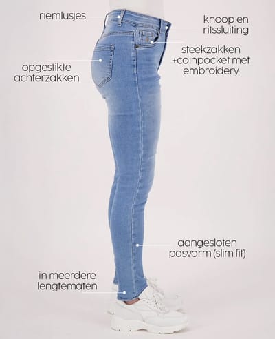 Je m'appelle Dames Broek Slim fit Met stretch - Blauw - Maat S
