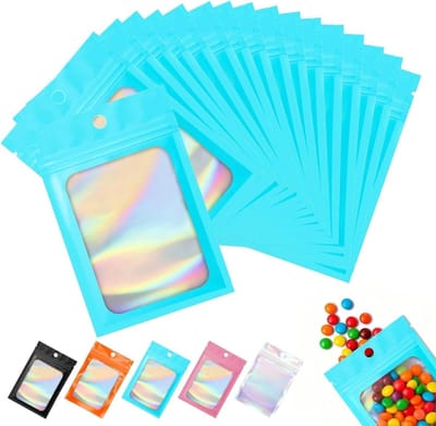 Holografische Opbergzakken 60 Stuks 10.5x15cm Geurproof Herbruikbare Tassen voor Sieraden, Cosmetica en Voedselverpakking