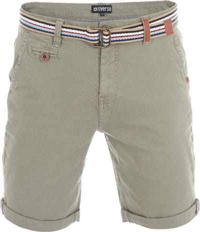 riverso Heren Short RIVKlaas regular/straight Groen W 46 Volwassenen Stretch Zomershorts met Riem & Omslag