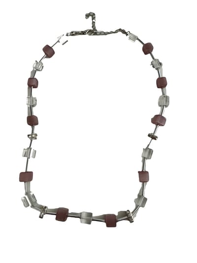Petra's Sieradenwereld - Ketting blokjes en buisjes roze (1117)