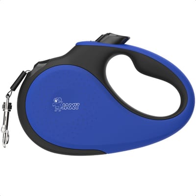 JAXY Hondenriem - Looplijn Hond - Rollijn Hond 5 Meter - Honden tot 15kg - Honden Riem - Kleine Honden - S - Blauw/Zwart