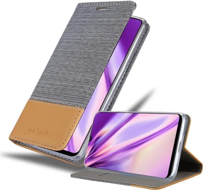 Cadorabo Hoesje geschikt voor Samsung Galaxy A42 4G in LICHTGRIJS BRUIN - Beschermhoes met magnetische sluiting, standfunctie en kaartvakje Book Case Cover Etui