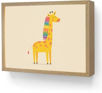 Wandlamp 40x30 cm - Oplaadbaar - Giraffe - Regenboogmanen - Beige - Wandlampen binnen woonkamer - Slaapkamer lamp - Decoratieve nachtlamp - Vloerlamp draadloos