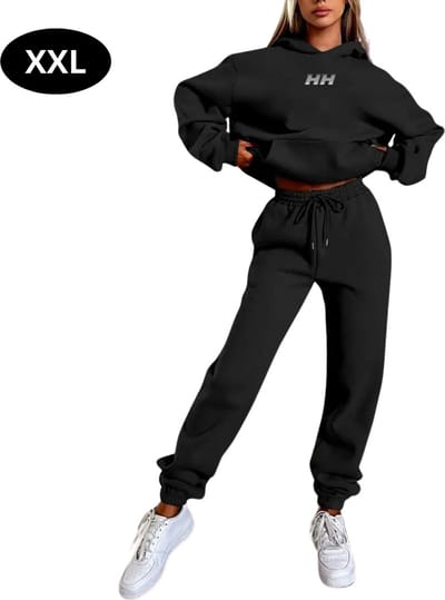 Livano Joggingpak Dames - Huispak - Volwassenen - Trainingspak - Comfortabel - Jogging Pak - Joggingsbroek - Zwart - XXL