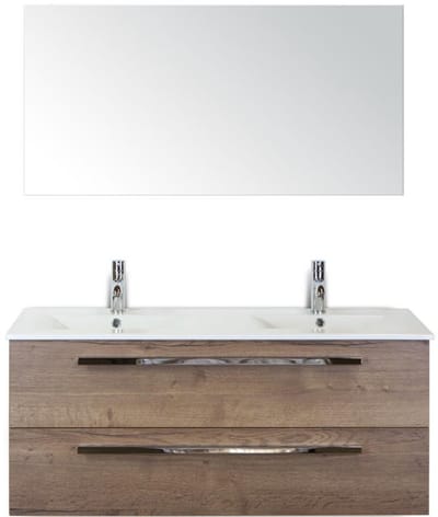 Seville Badmeubelset 120 cm - 2 Laden Tabacco - Wastafel Enjoy Dubbel met Spiegel