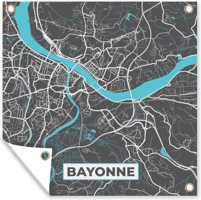 Tuin poster Bayonne - Frankrijk - Plattegrond - Stadskaart - Kaart - 200x200 cm - Tuindoek