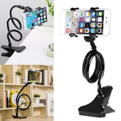 Telefoonhouder met Klem - Flexibele Arm Bed - Flexibel - Telefoon Houder Bureau Tafel Plank - Smartphone - Mobiele Telefoon Houder - Universeel - Zwanenhals
