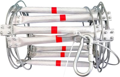 Touwladder Noodgeval - Veiligheidsladder Opvouwbaar - Snelle Ontsnapping - Vlamvertragend Materiaal - 25 Meter - Zilver