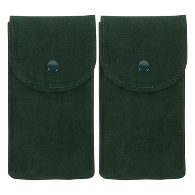 Dailygoods- Horlogetas - 2x Opbergtas - Flanel - Lichtgewicht - Groene kleur - Geschikt voor horloges/juwelen - Juwelentas